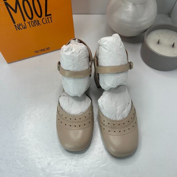 Miz Mooz Storrs Leather Slingback Heels Sandals Cream Women's 6.5/EU 37 Tried On - Picture 7 of 10